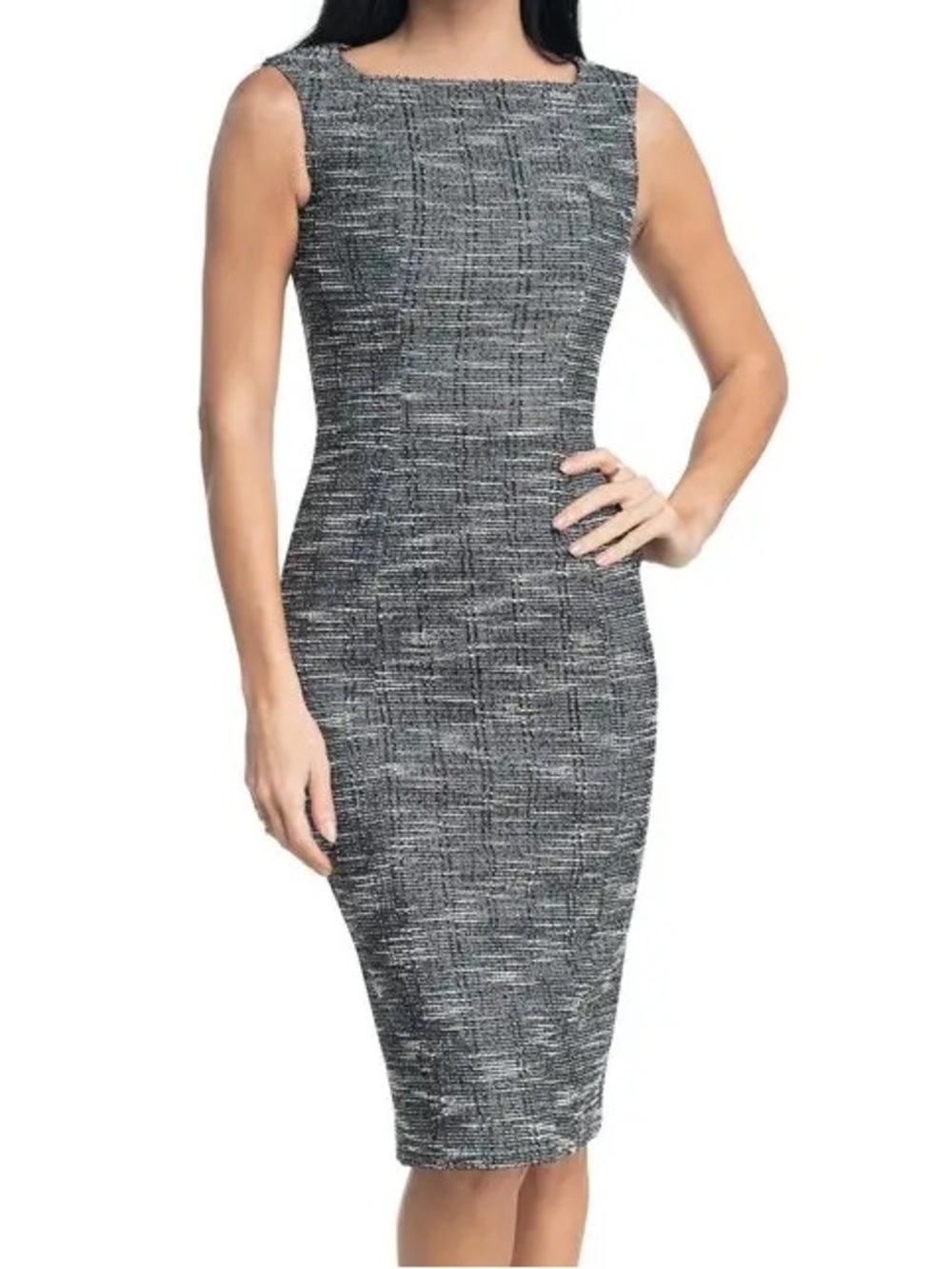 Dress the Population Gray Tweed Sleeveless Midi Sheath Dress Size XS NWT